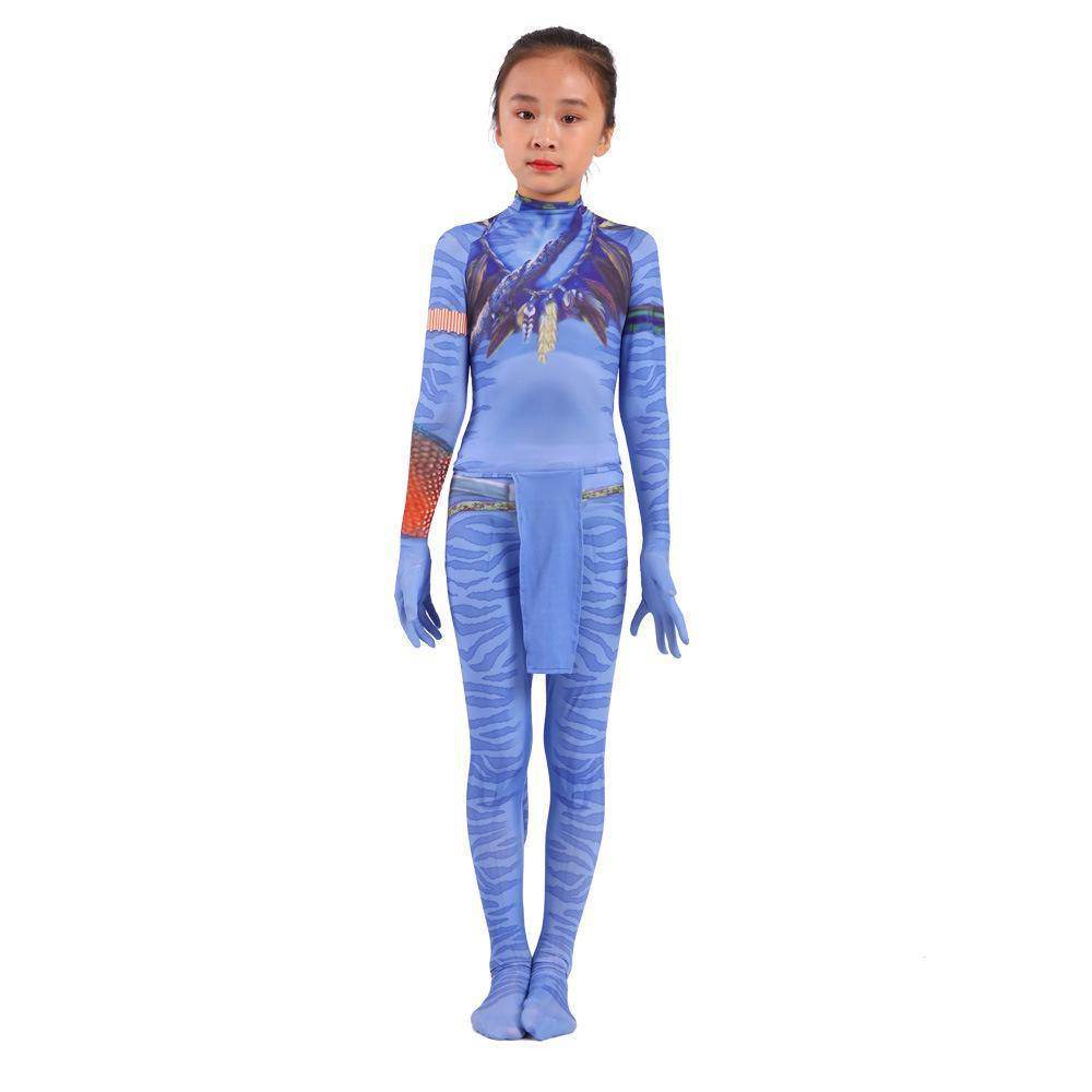 Avatar 2 Neytiri Battle Costume Tail Suit Unisex Jumpsuit Halloween Cosplay Zentai Bodysuit for Adult Kids - Ecosfun