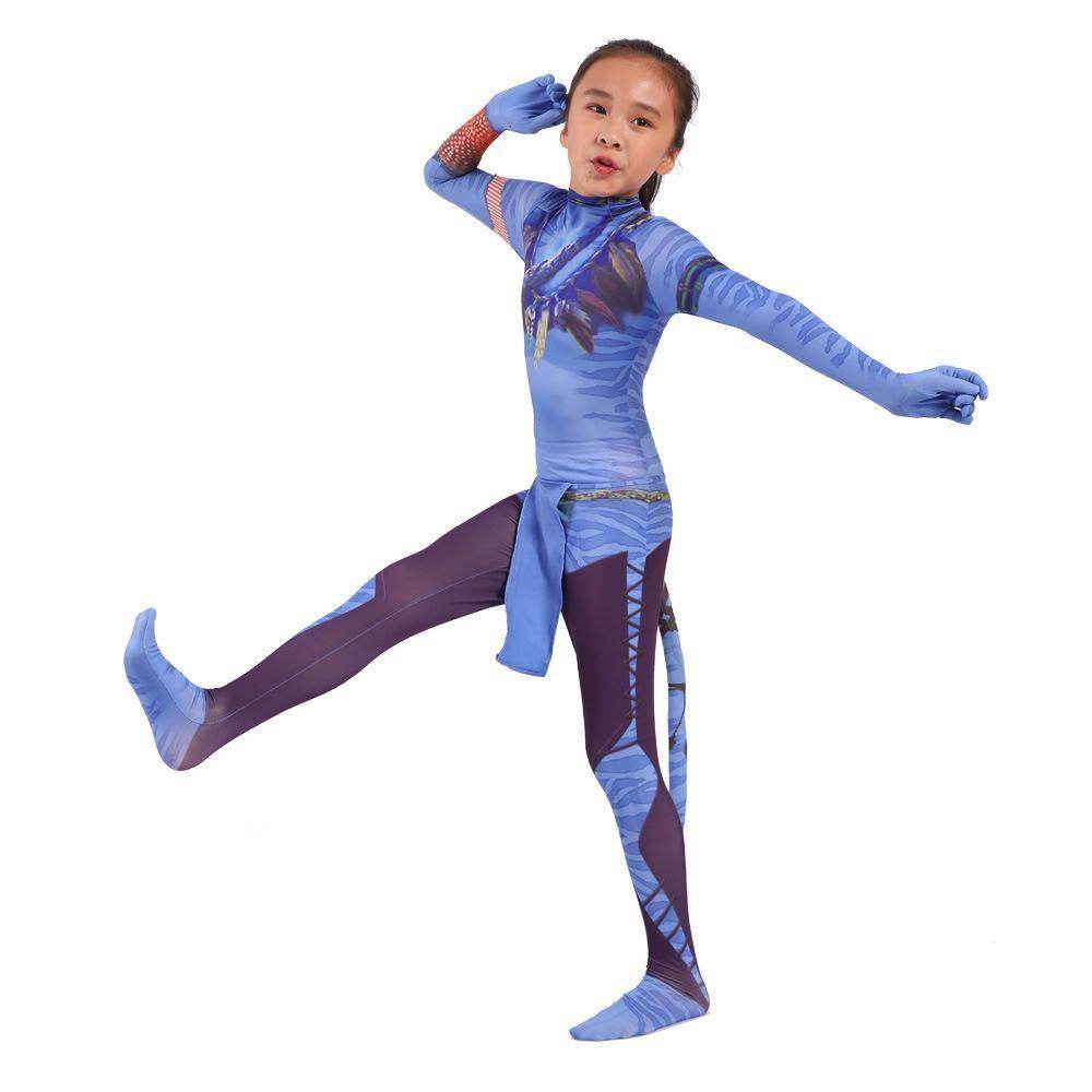 Avatar 2 Neytiri Battle Costume Tail Suit Unisex Jumpsuit Halloween Cosplay Zentai Bodysuit for Adult Kids - Ecosfun