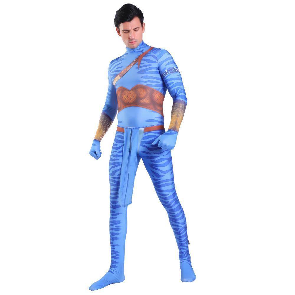 Avatar 2 Neytiri Battle Costume Tail Suit Unisex Jumpsuit Halloween Cosplay Zentai Bodysuit for Adult Kids - Ecosfun