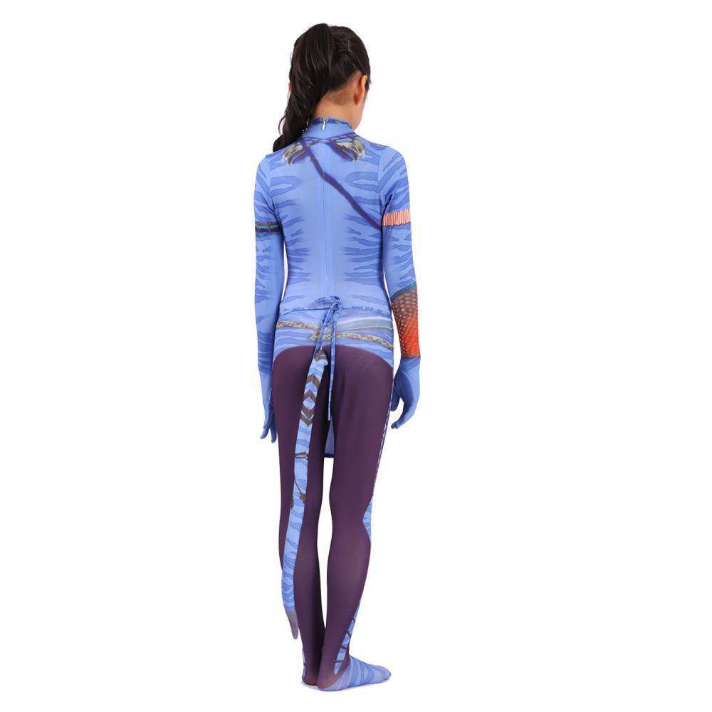 Avatar 2 Neytiri Battle Costume Tail Suit Unisex Jumpsuit Halloween Cosplay Zentai Bodysuit for Adult Kids - Ecosfun