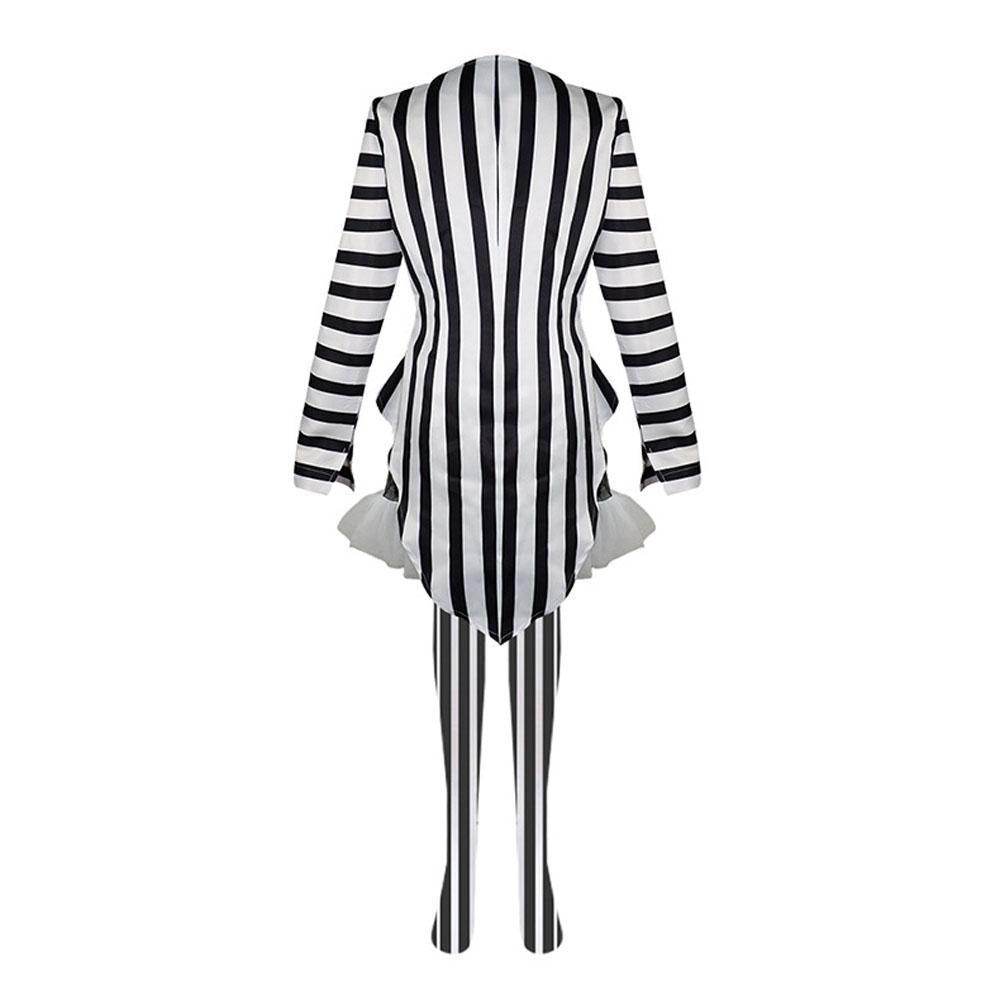 Beetlejuice 2 Costume Black and White Striped Women Dress Outfits - Ecosfun