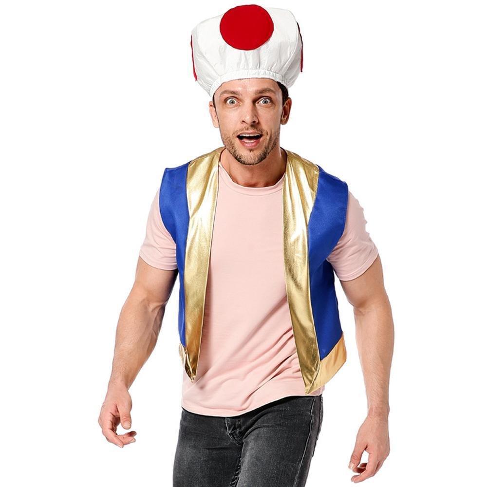 Halloween Mushroom Kingdom Red Dot Mushroom Head Captain Chino Acting Prop Costume - Pajamasbuy
