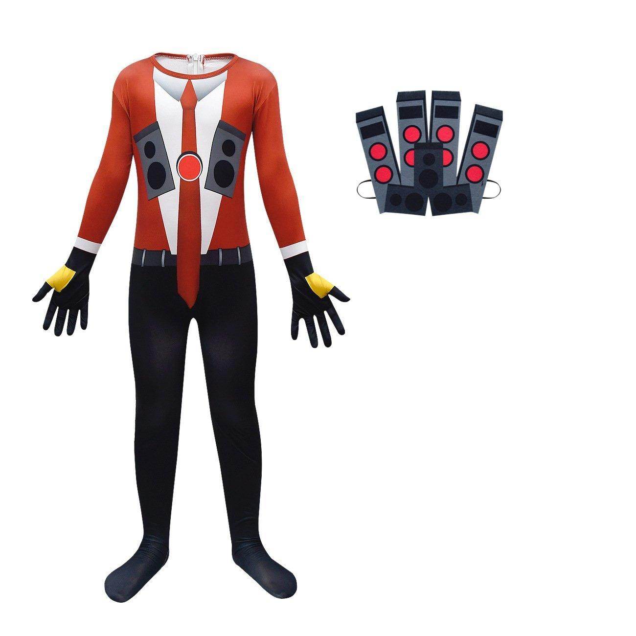 Skibidi Toilet Outfits Orange Jumpsuit Mask Titan Tv man Cosplay Costume For Kids - Ecosfun