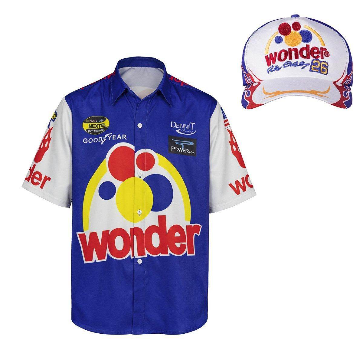 Talladega Nights Ricky Bobby Racing Shirt and Hat Set Men's Short Sleeve Casual Costume - Ecosfun