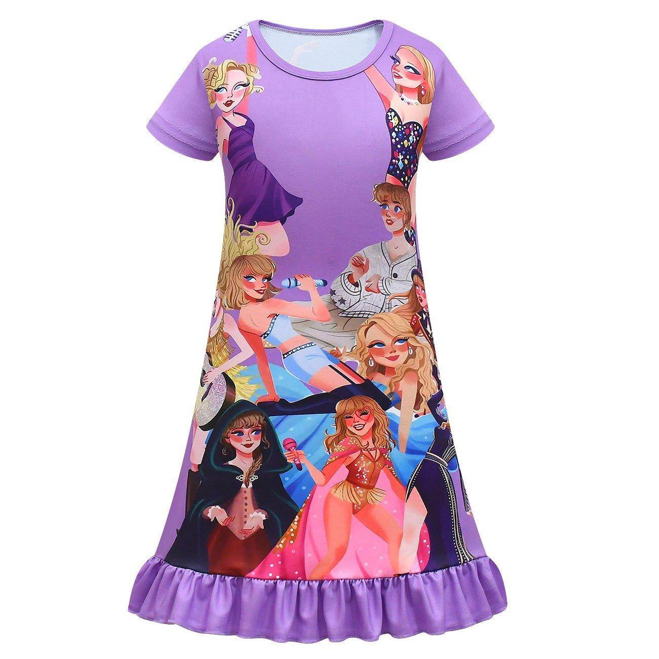 Taylor Swift Pajama Dress Cosplay Costumes Printing Kids - Ecosfun